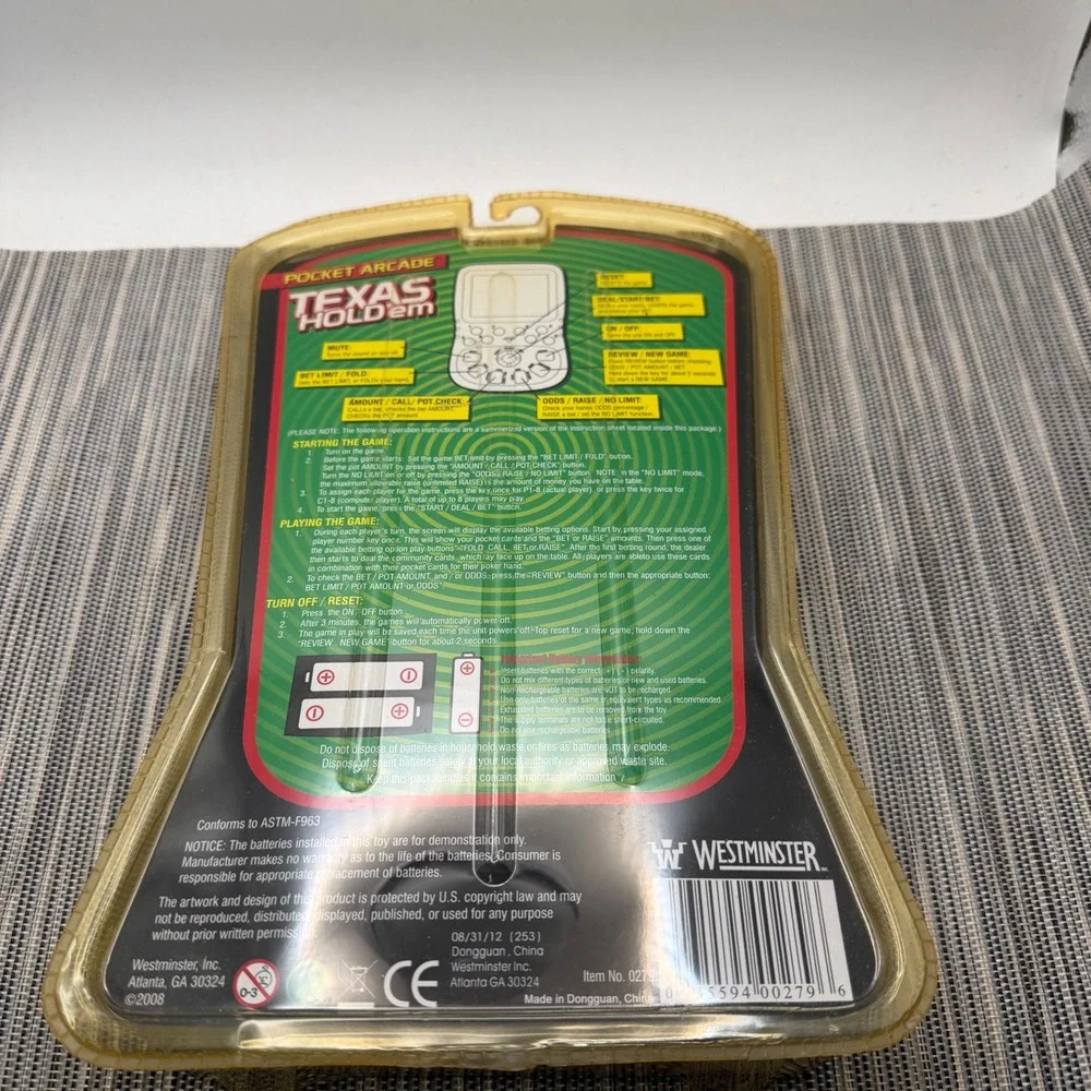 Westminster Travel Pocket Arcade Texas Hold'em Handheld Electronic Poker Game